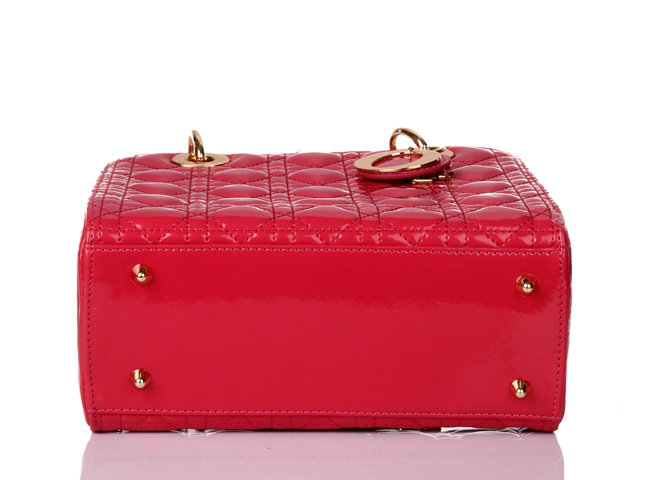 lady dior patent leather bag 6322 rosered with gold hardware